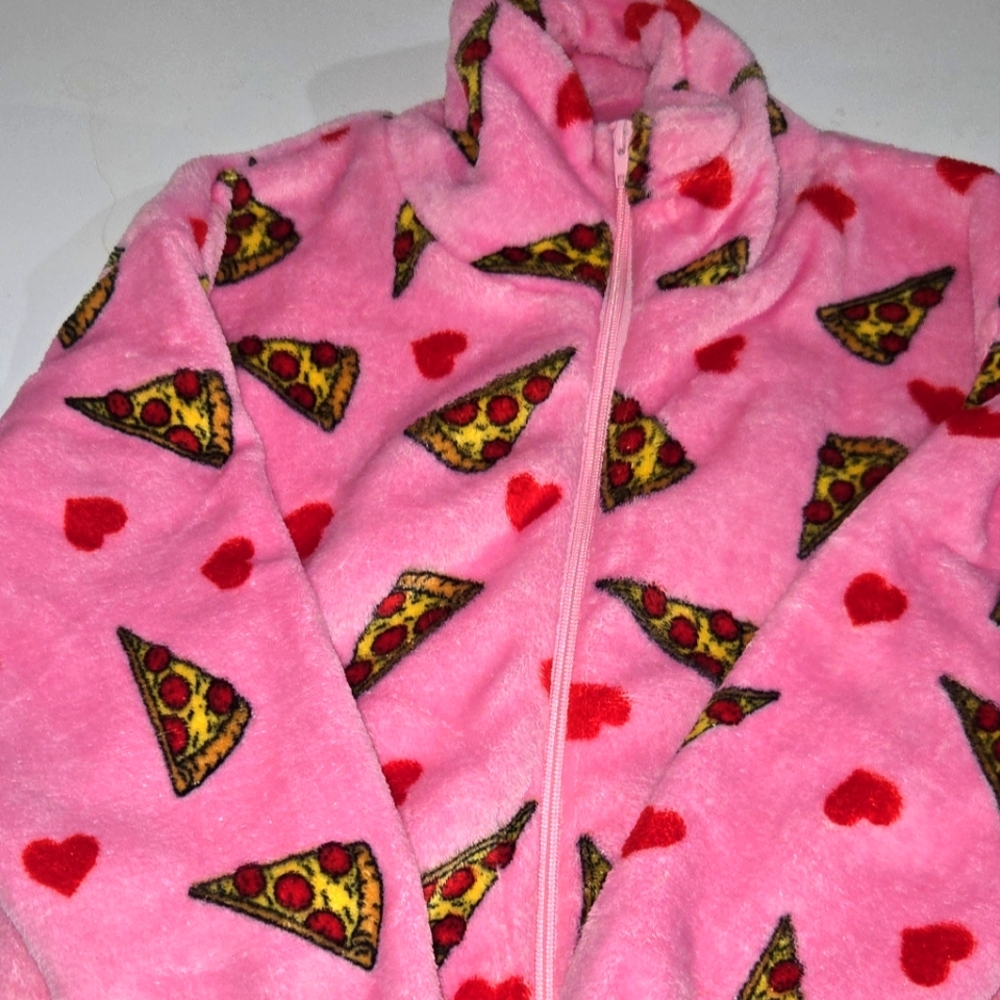 NOVELTY PIZZA ZIP UP FLEECE BIG GIRLS SIZE 10/12